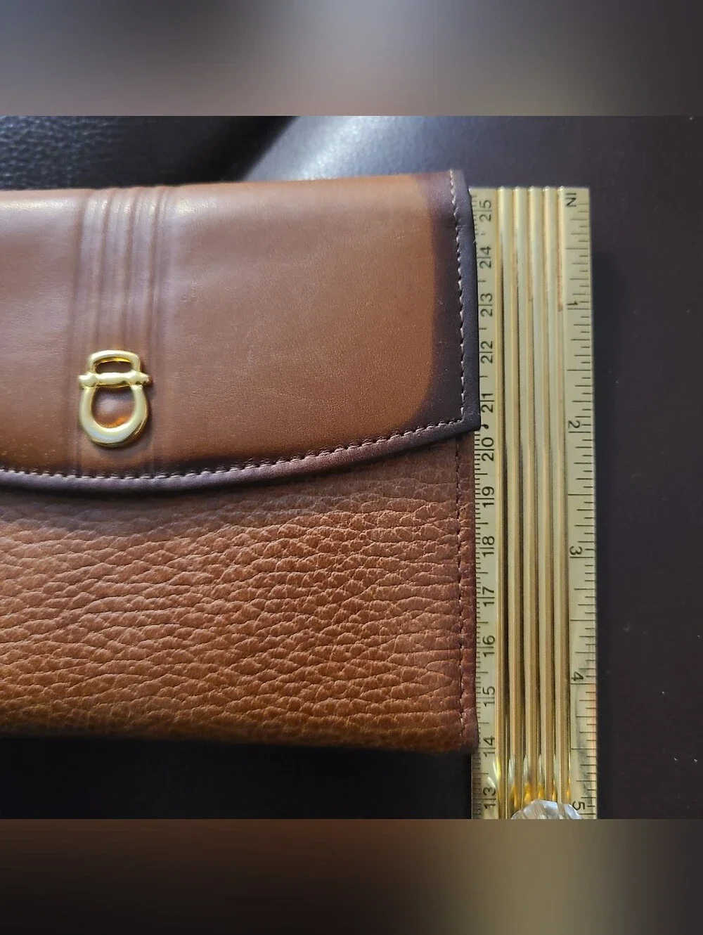 Princess Gardner Genuine Lambskin Wallet Kiss Lock Frame Clasp Vintage Brown